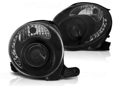 Scheinwerfer LED Tagfahrlicht Optik für Fiat 500 Bj. 07-15 Schwarz